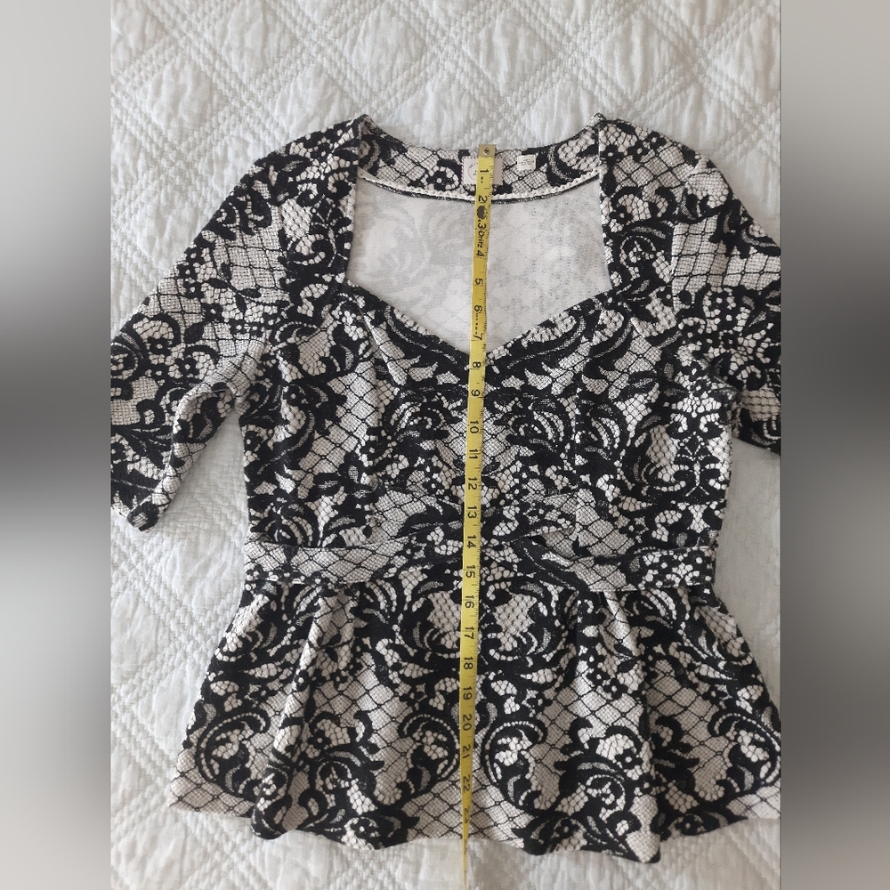 Anthropologie Postmark Leia Lace Print Peplum Blouse - Picture 10 of 11